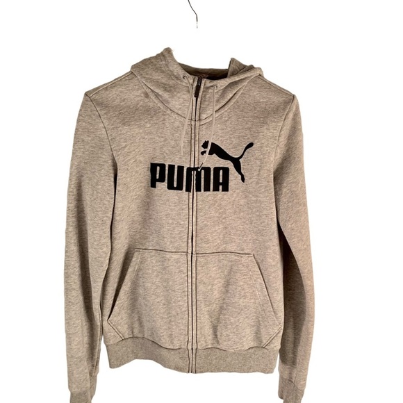 Puma Tops - PUMA  Essentials Logo Full-Zip Women's Hoodie Gray & Black Size S